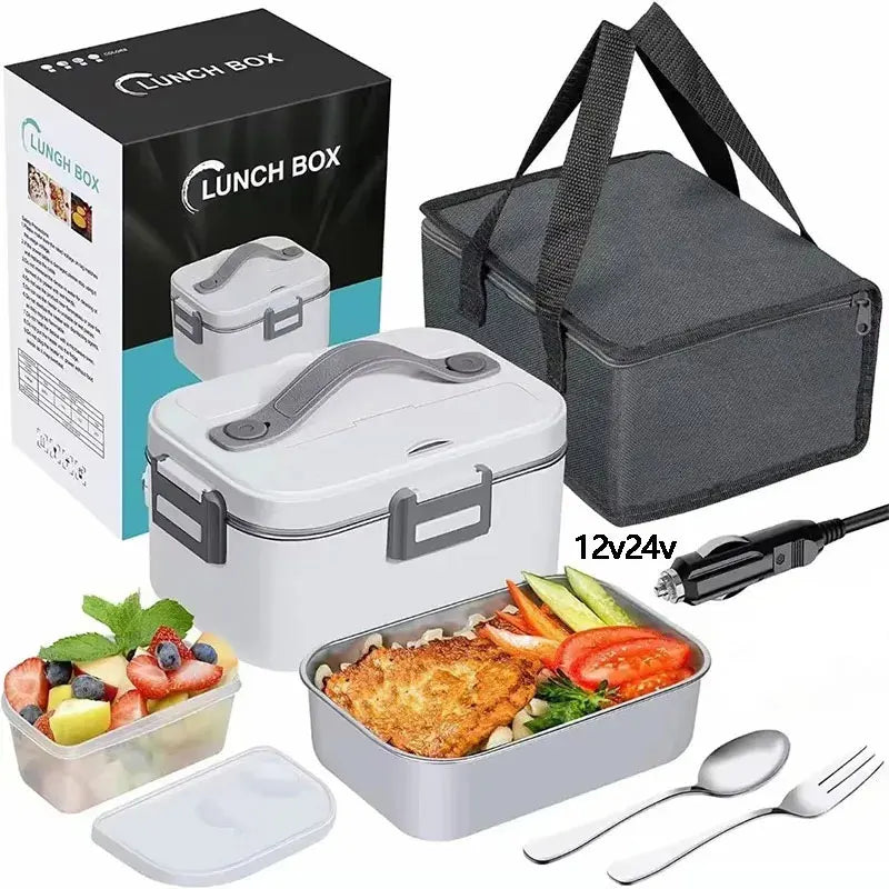 1.8L Food Heater 3 in1 Portable Leakproof Heated Lunch Box 75W Electric Lunch Box for Car Truck Office with Insulated Carry Bag