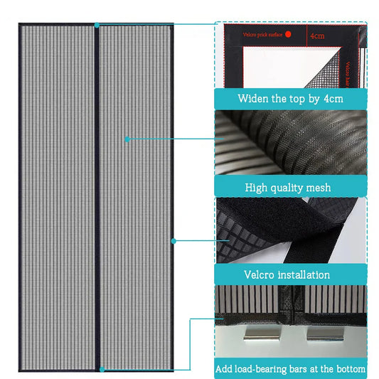 Diamond mesh mosquito proof door curtain, summer mosquito net, magnetic mesh curtain,self-adhesive,home use,no punching required