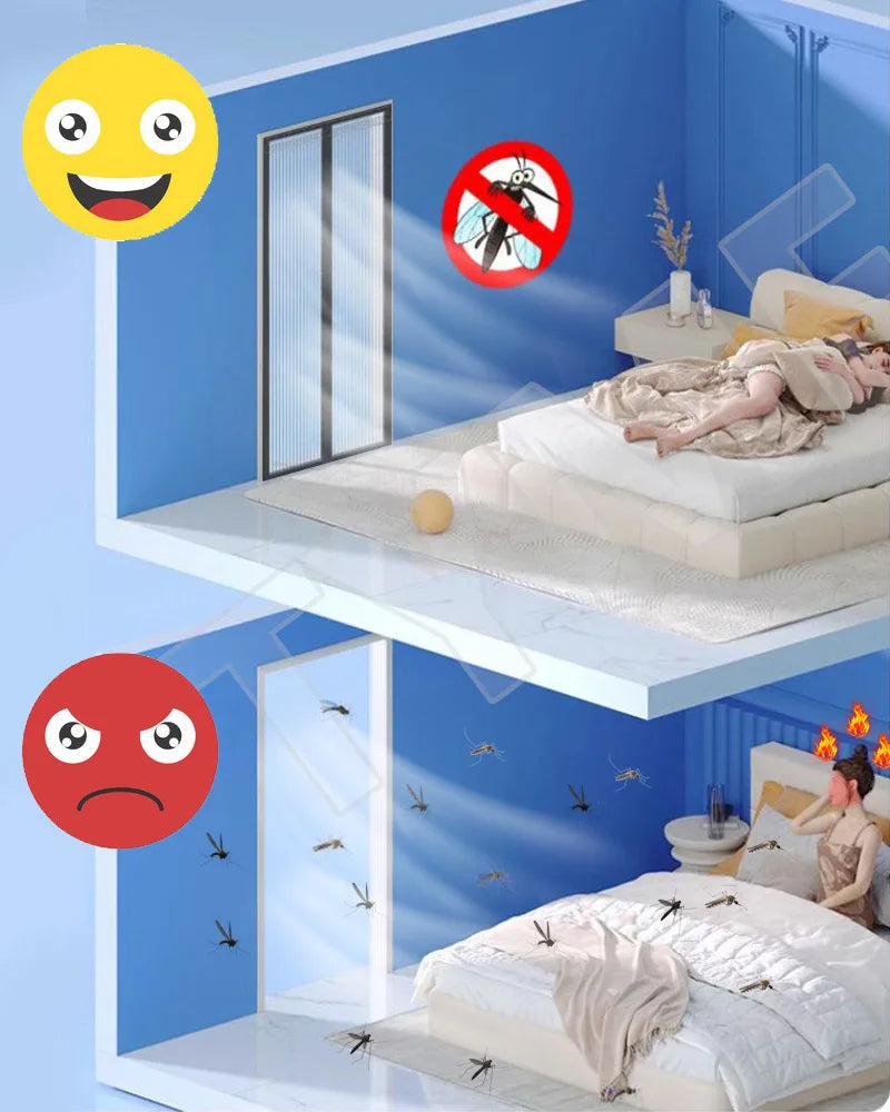 Magnetic Mosquito Net Door Screen Customized Size Grey Invisible Mesh Summer Insect Proof Automatic Closing Curtain