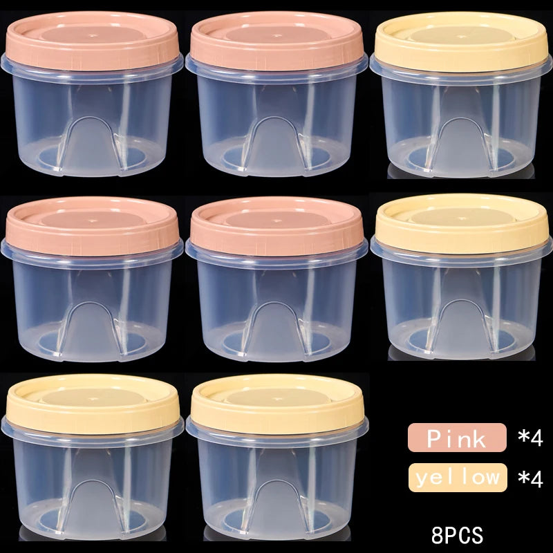 8 Pcs 500ml Round Food Fresh Keeping Box Kitchen Refrigerator Storage Container Fruits Snacks Sealed Jar Microwave Heating
