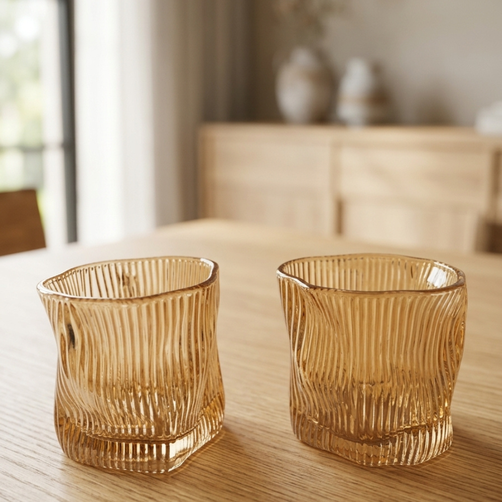 Set x6 vasos bajos curved gold por mayor - Bazar Mayorista