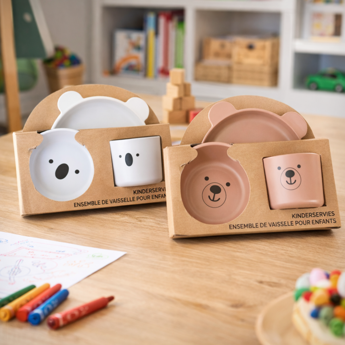 Set de platos y cuenco Oso y koala por mayor - Bazar Mayorista