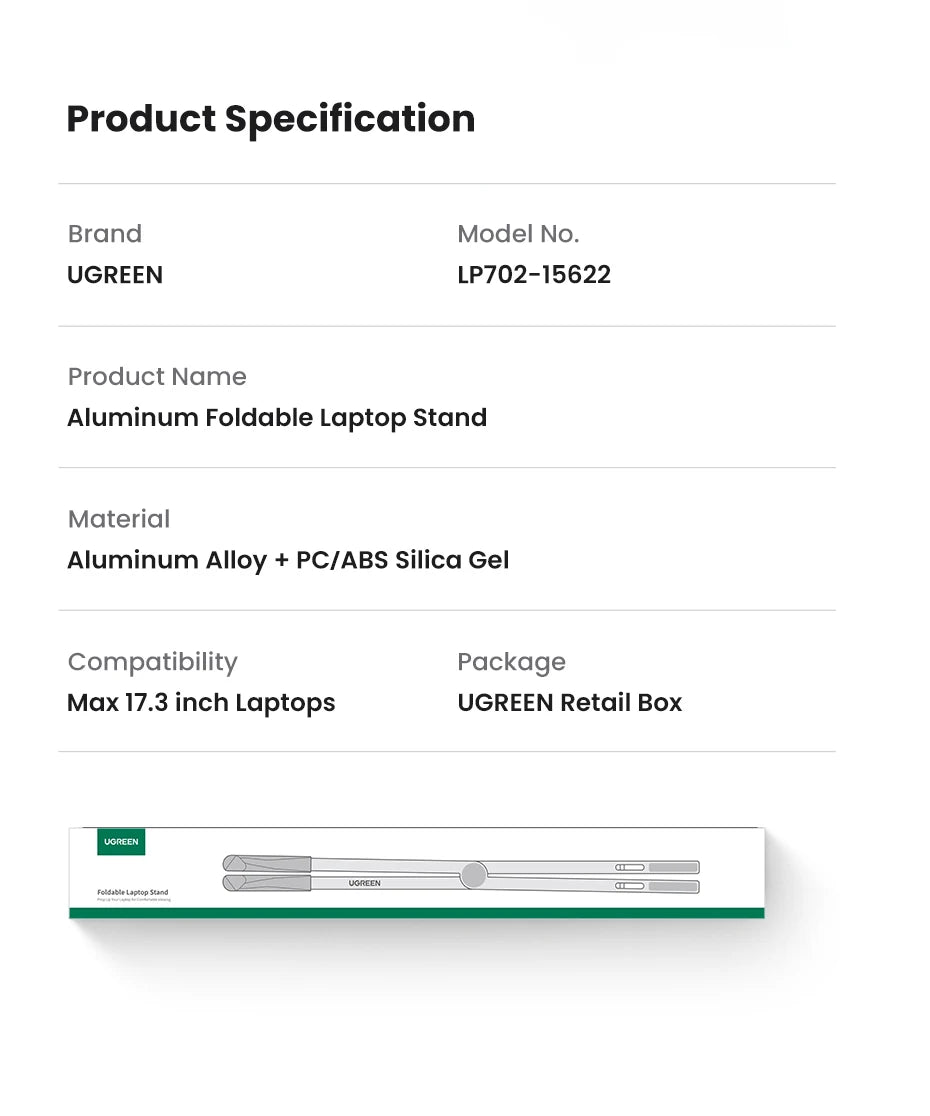 UGREEN Laptop Stand For Macbook Pro Foldable Aluminum Vertical Notebook Stand Laptop Support Macbook Air Pro Tablet Phone Stand
