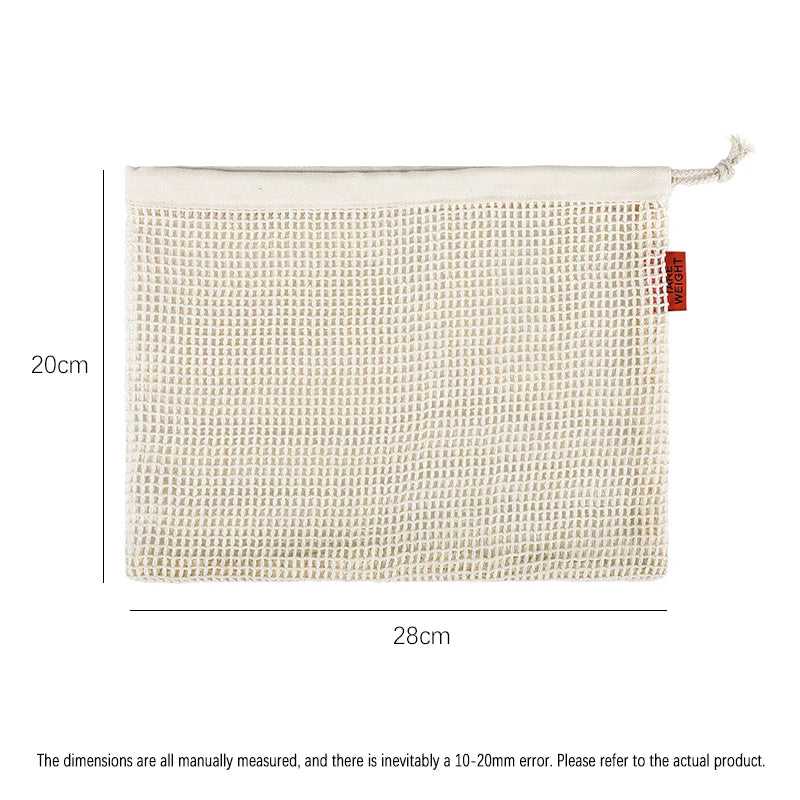 Weedi 3/6pack Reusable Cotton Mesh Produce Bags, Washable Grocery Bag Kitchen Fruit Vegetable Storage Bags Kitchen Organizer