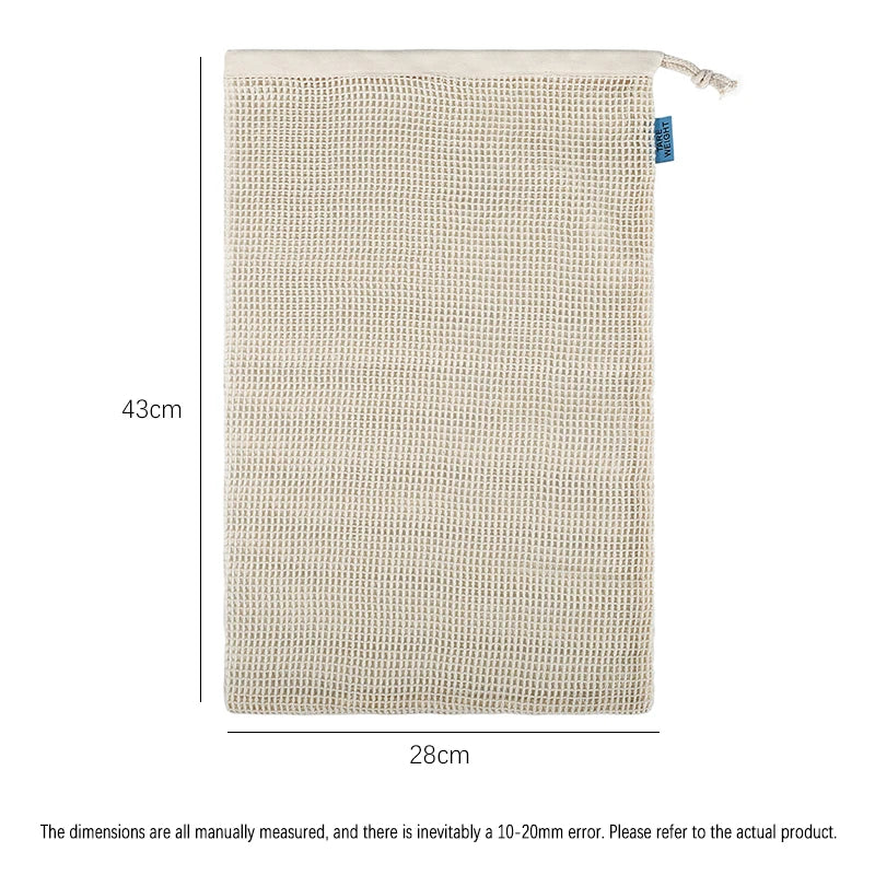 Weedi 3/6pack Reusable Cotton Mesh Produce Bags, Washable Grocery Bag Kitchen Fruit Vegetable Storage Bags Kitchen Organizer