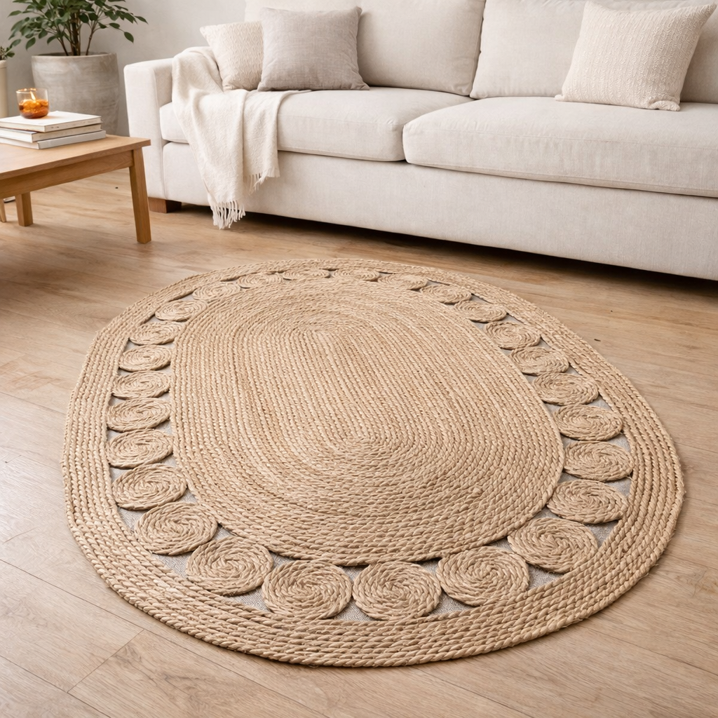 Alfombra Sol Oval con borde por mayor - Bazar Mayorista