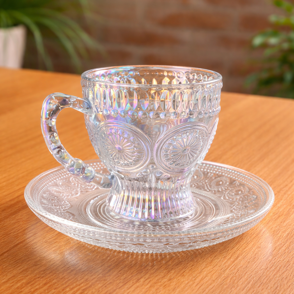 Set tazas cafe flower Tornasol por mayor - Bazar Mayorista
