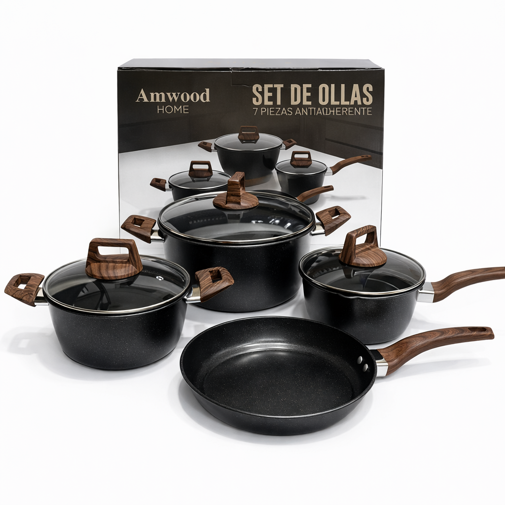 Set 7 Ollas de Cocina Amwood por mayor - Bazar Mayorista