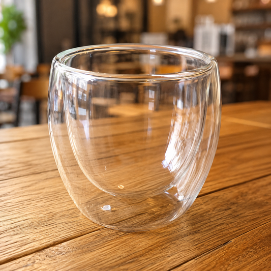 Taza doble sin asa cristal por mayor - Bazar Mayorista