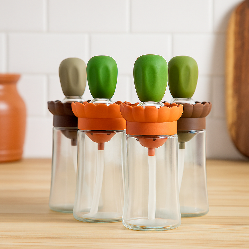 Aceitero con pincel de silicona por mayor - Bazar Mayorista