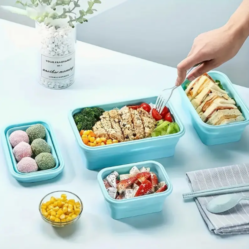 Vianda Plegable de Silicona Set x4 por mayor - Bazar Mayorista