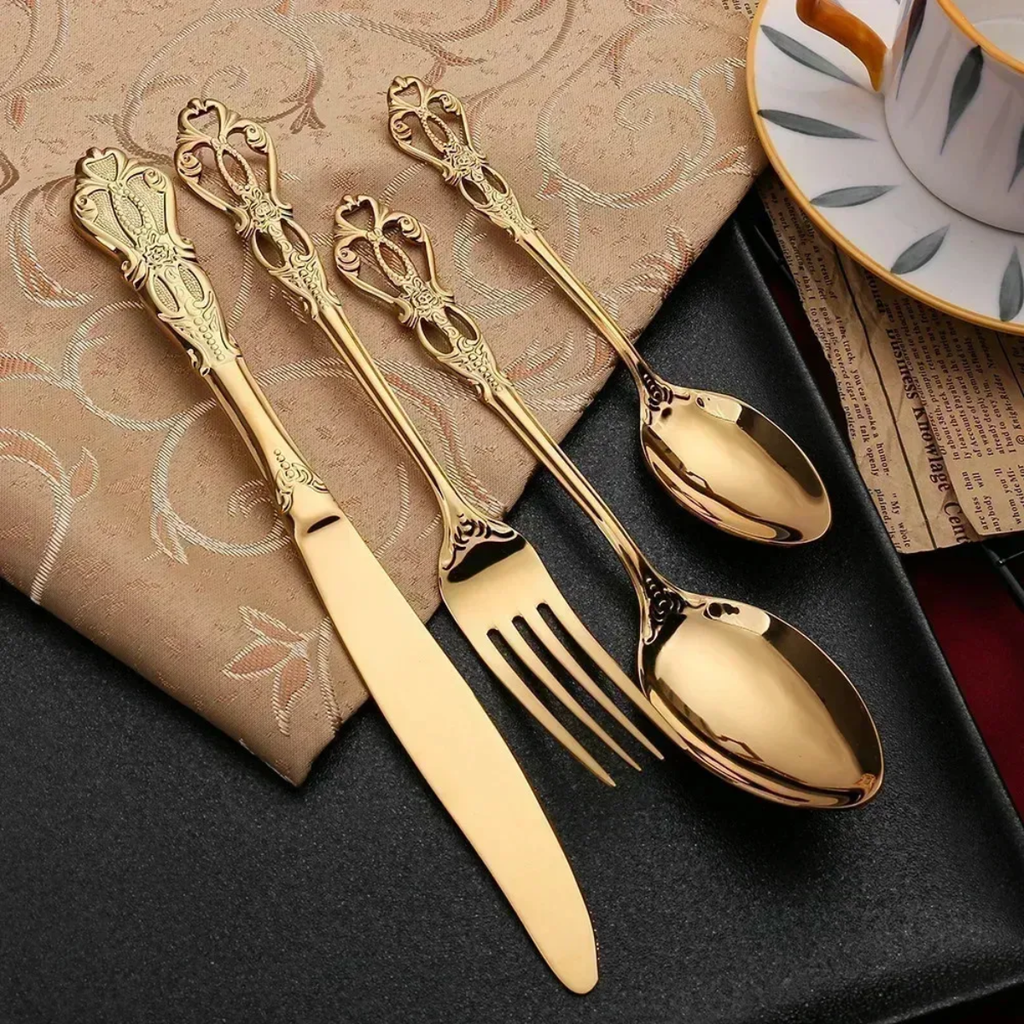 Cubiertos Set x24 Dorados por mayor - Bazar Mayorista
