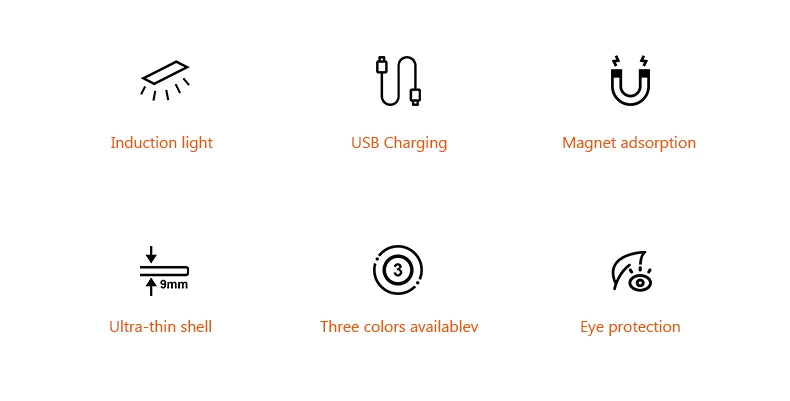 Ultra-thin USB LED Cabinet Light Hand Sweep / PIR Motion Sensor LED Rechargeable Aluminum kitchen Lamp Portable Night Lighting