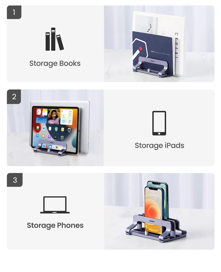 UGREEN Vertical Laptop Stand Holder Foldable Aluminum Notebook Stand Laptop Tablet Stand Support For Macbook Air Pro PC 17 inch