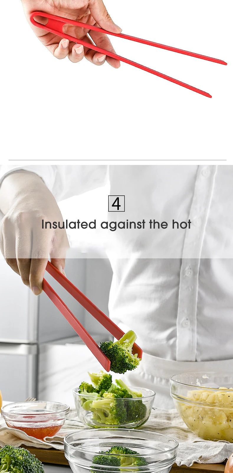 Salad Food Tongs Anti-slip Silicone Kitchen Utensils Barbecue Clip Three Prong Pliers Cookware Bbq Tool Chef Tools Gadgets Bar
