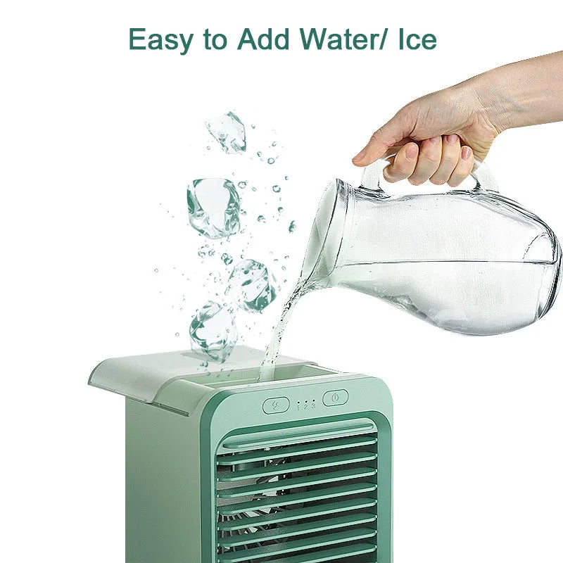 Portable Air Conditioner Fan USB Desktop Fan Rechargeable Mini Air Humidifier Cooler Table Cooling Mist Fan for Office Home