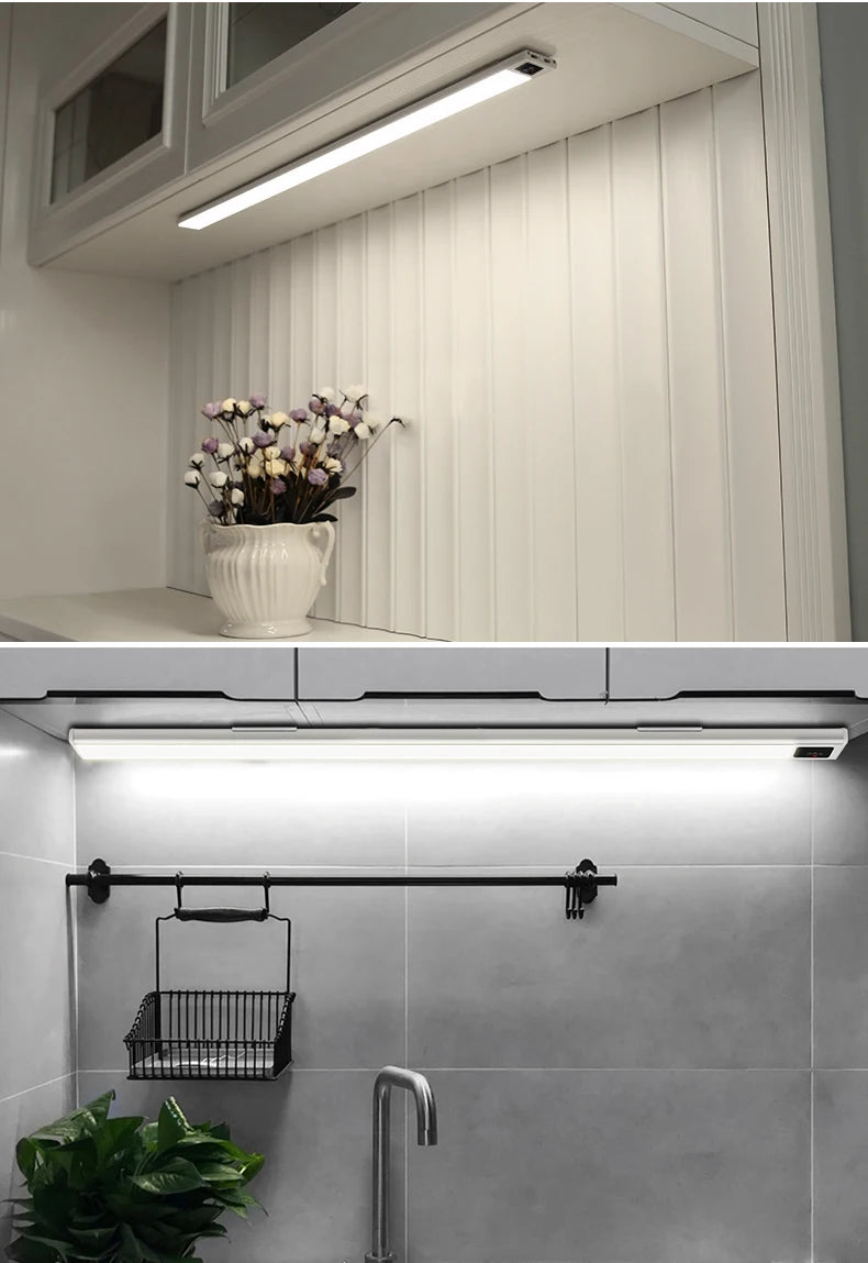 Ultra-thin USB LED Cabinet Light Hand Sweep / PIR Motion Sensor LED Rechargeable Aluminum kitchen Lamp Portable Night Lighting