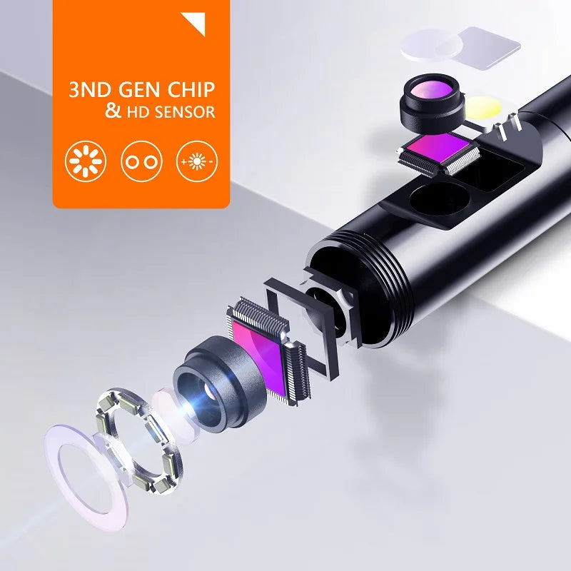 Dual Lens WIFI Endoscope HD1080P Wireless Pipe Inspection Borescope Camera Car Check Waterproof LEDs 2600mAh With Phone Holder