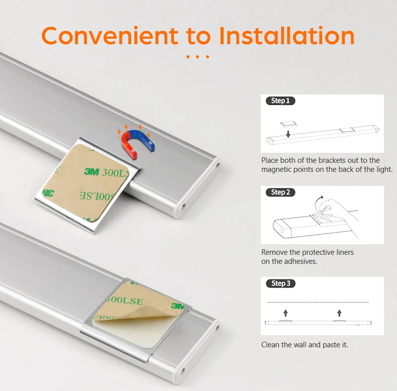 Ultra-thin USB LED Cabinet Light Hand Sweep / PIR Motion Sensor LED Rechargeable Aluminum kitchen Lamp Portable Night Lighting