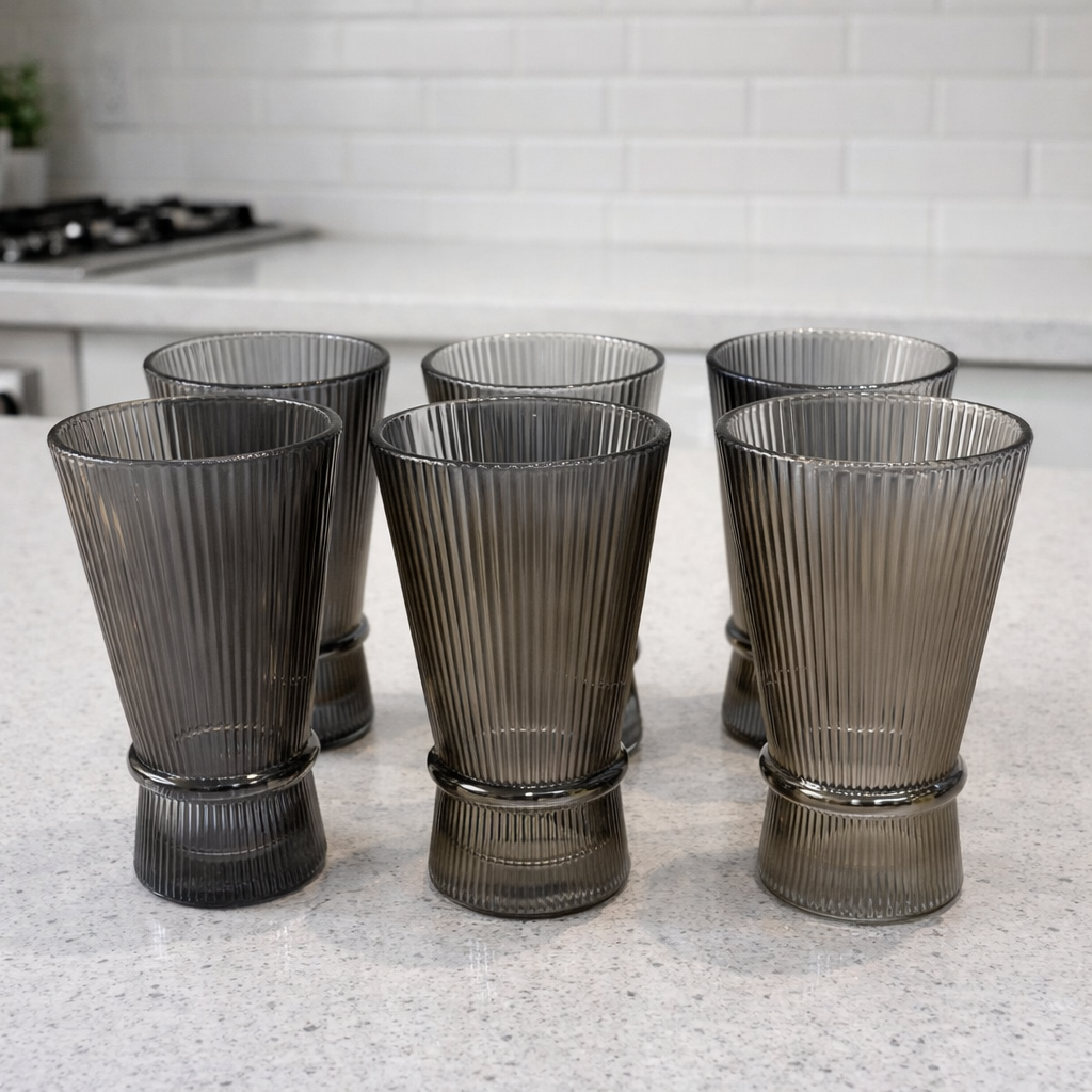Set x 6 vasos Altos White Corner grey por mayor - Bazar Mayorista