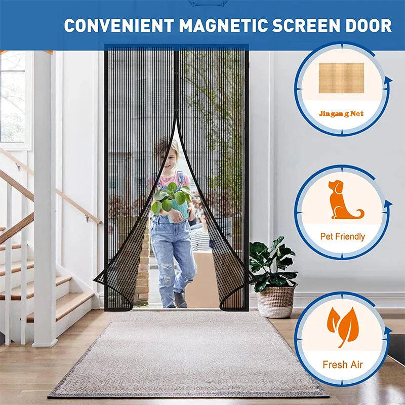 Diamond mesh mosquito proof door curtain, summer mosquito net, magnetic mesh curtain,self-adhesive,home use,no punching required