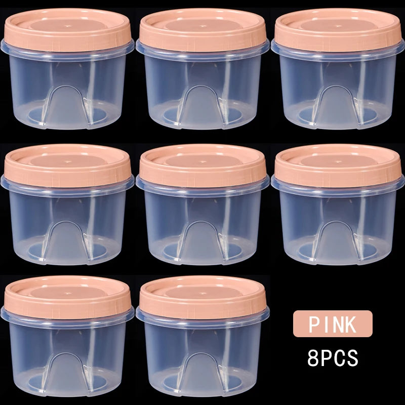 8 Pcs 500ml Round Food Fresh Keeping Box Kitchen Refrigerator Storage Container Fruits Snacks Sealed Jar Microwave Heating