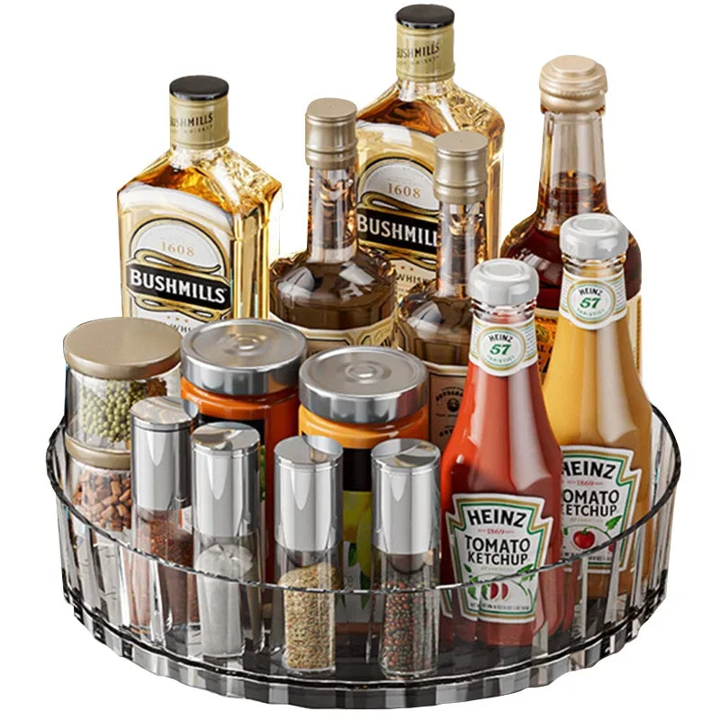 Rotating Tray Spice Rack Pantry Cabinet Turntable With Base Storage Bin Kitchen Organizer For Seasoning Cosmetic Storage Box