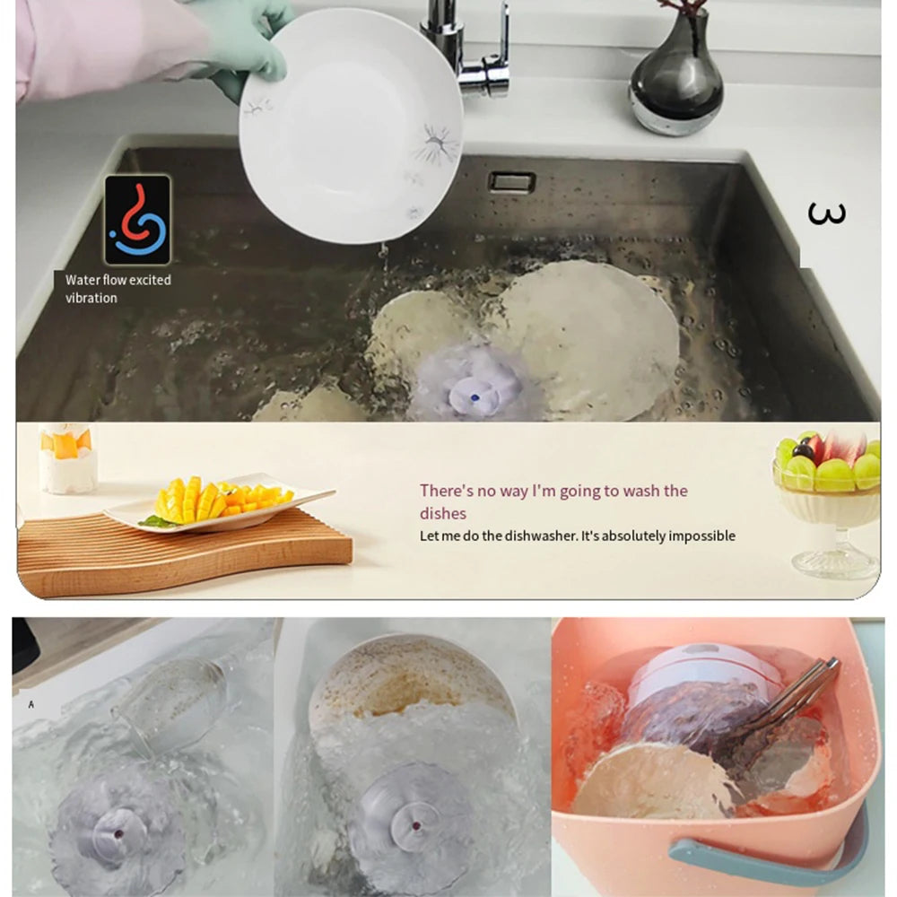 Mini Turbo Dishwasher Portable Ultrasonic Dish Washer USB Chargeable Vegetable Washing Machine Household Sink Dishwasher Device