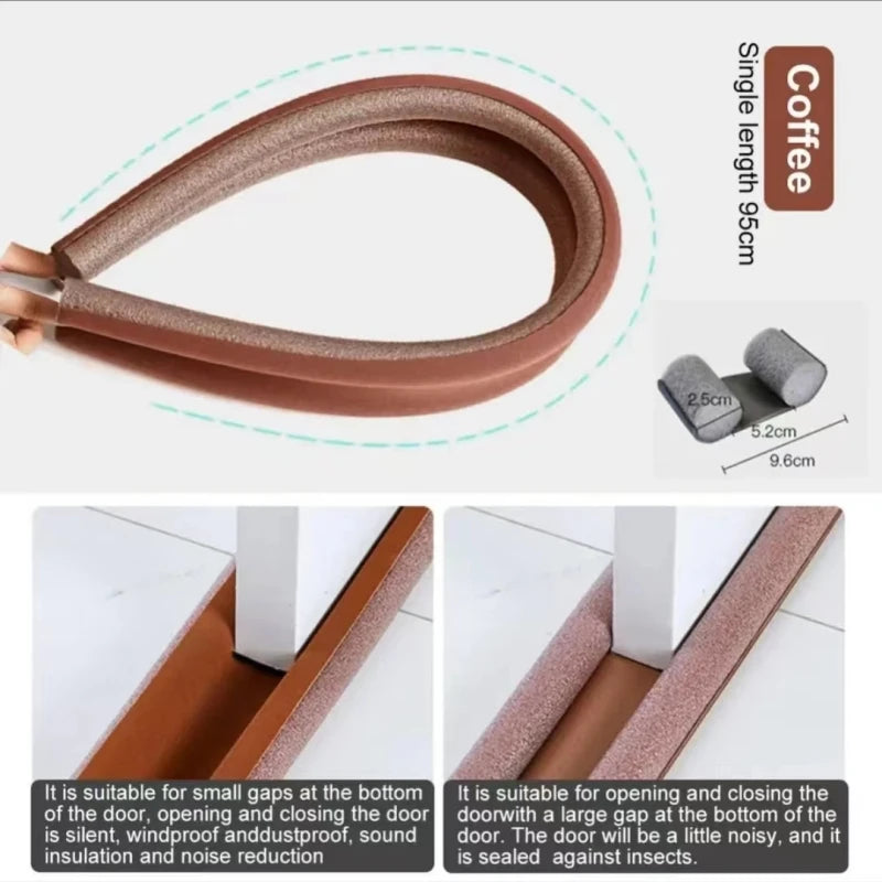 2-Pack Flexible Under Door Draft Stopper Bottom Seal Strip Weather Strip Anti-Cold Gap Blocker Thicker Sealing Strip 93 men di