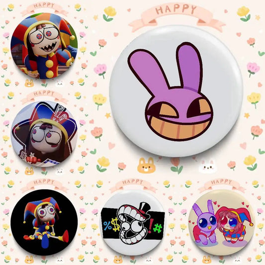 The A-Animated D-Digital Circus Badges 25 32 44 58 75 Mm Round Cosplay Pin Bag Decor Fans Collect Friends Gifts Brooch Souvenir