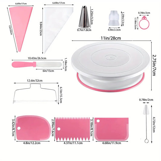 80PCS Cake Decorating Set-Non-Slip Turntable with 14 Piping Tips, Scrapers & Tools for Professional DIY Baking Tools Accessories