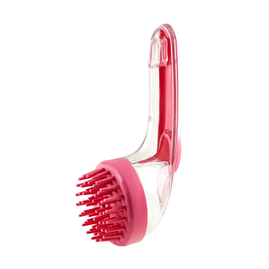 1pc Pet Bath Brush Soft Silicone Long Handle With Shampoo Dispenser Gentle Massage For Grooming And Cleaning Fur And Hair