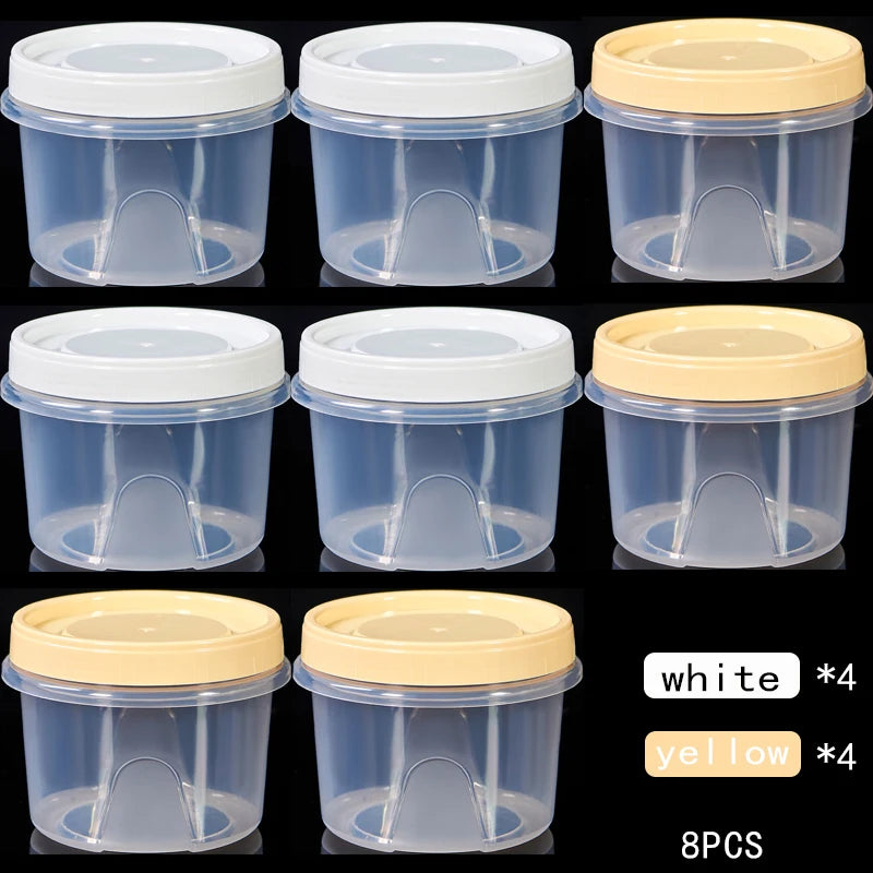 8 Pcs 500ml Round Food Fresh Keeping Box Kitchen Refrigerator Storage Container Fruits Snacks Sealed Jar Microwave Heating
