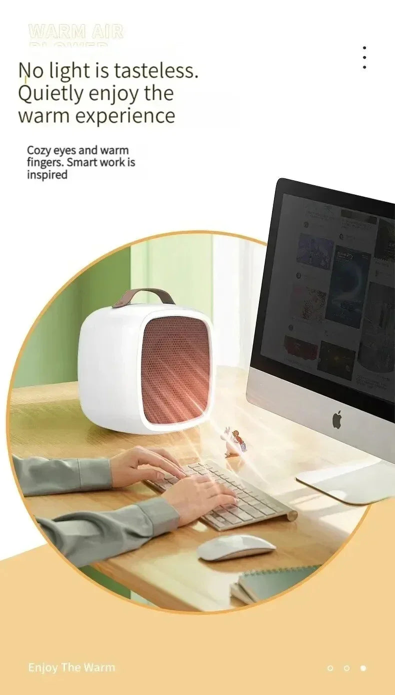 Mini Portable Heaters Desktop Mutes Fast Heating Warmer Fan 500W PTC-Ceramic Warm Air Heaters for Indoor Office Winter