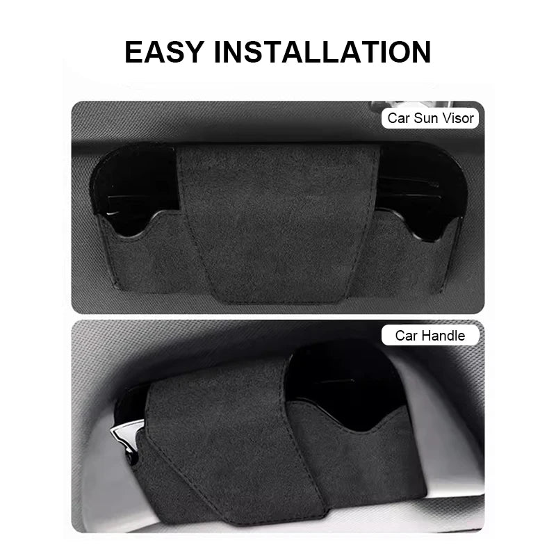 BLALION Car Glasses Case Auto Sun Visor Suede Glasses Holder Sunglasses Clip Card Ticket Holder Universal Interior Accessories