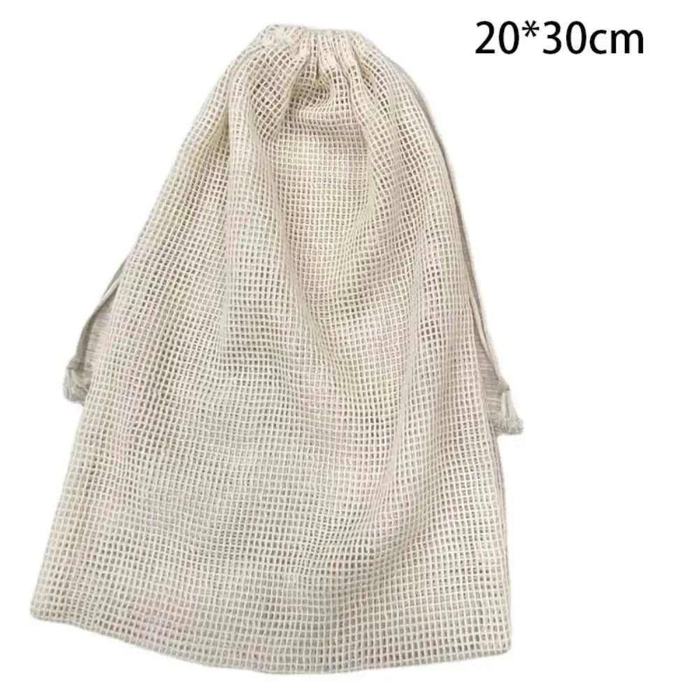 Reusable Cotton Mesh Bag Large Eco-friendly Mesh Shopping Bag Fruit and Vegetable Storage Light Weight Bundle Pocket Kitchen