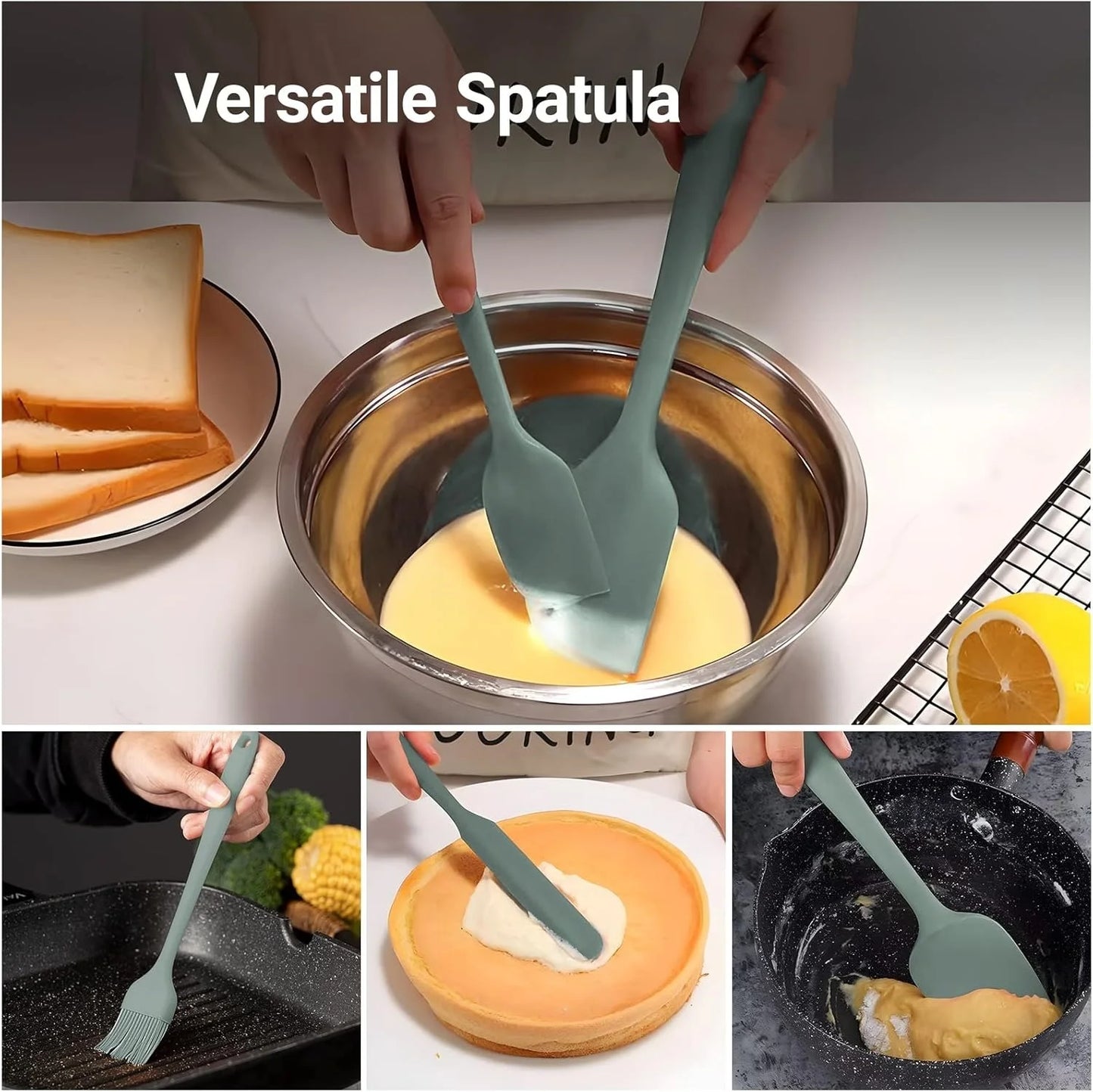 6/9 Pieces Silicone Bakeware Spatula Set Food Grade Non Stick Heat Resistant Spatulas Cooking Kitchen Essentials Baking Tools