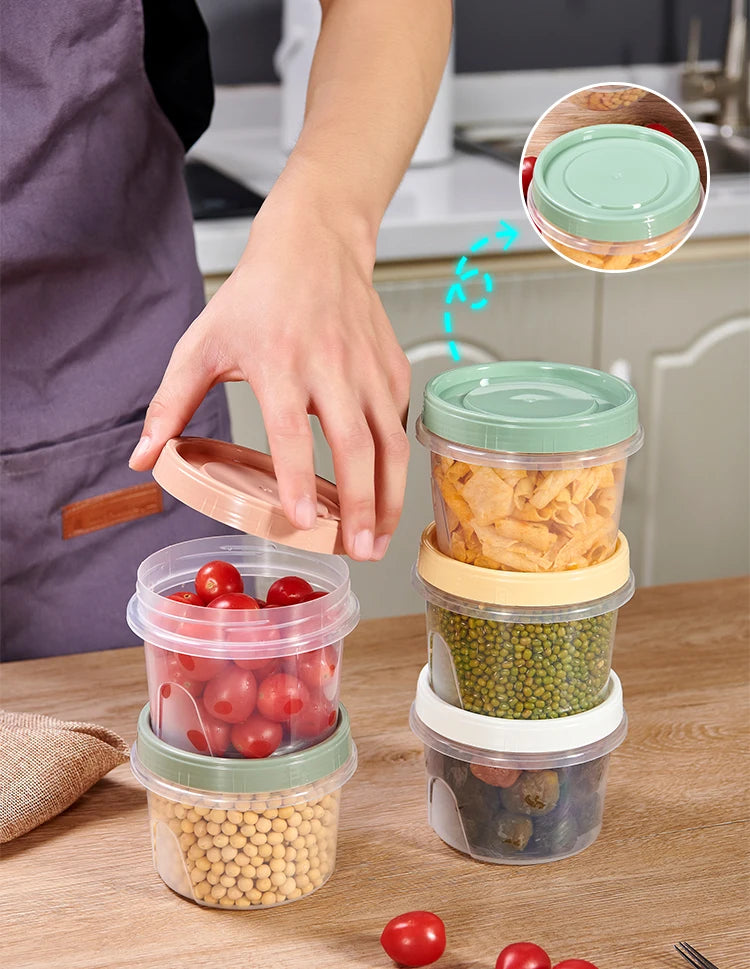 8 Pcs 500ml Round Food Fresh Keeping Box Kitchen Refrigerator Storage Container Fruits Snacks Sealed Jar Microwave Heating
