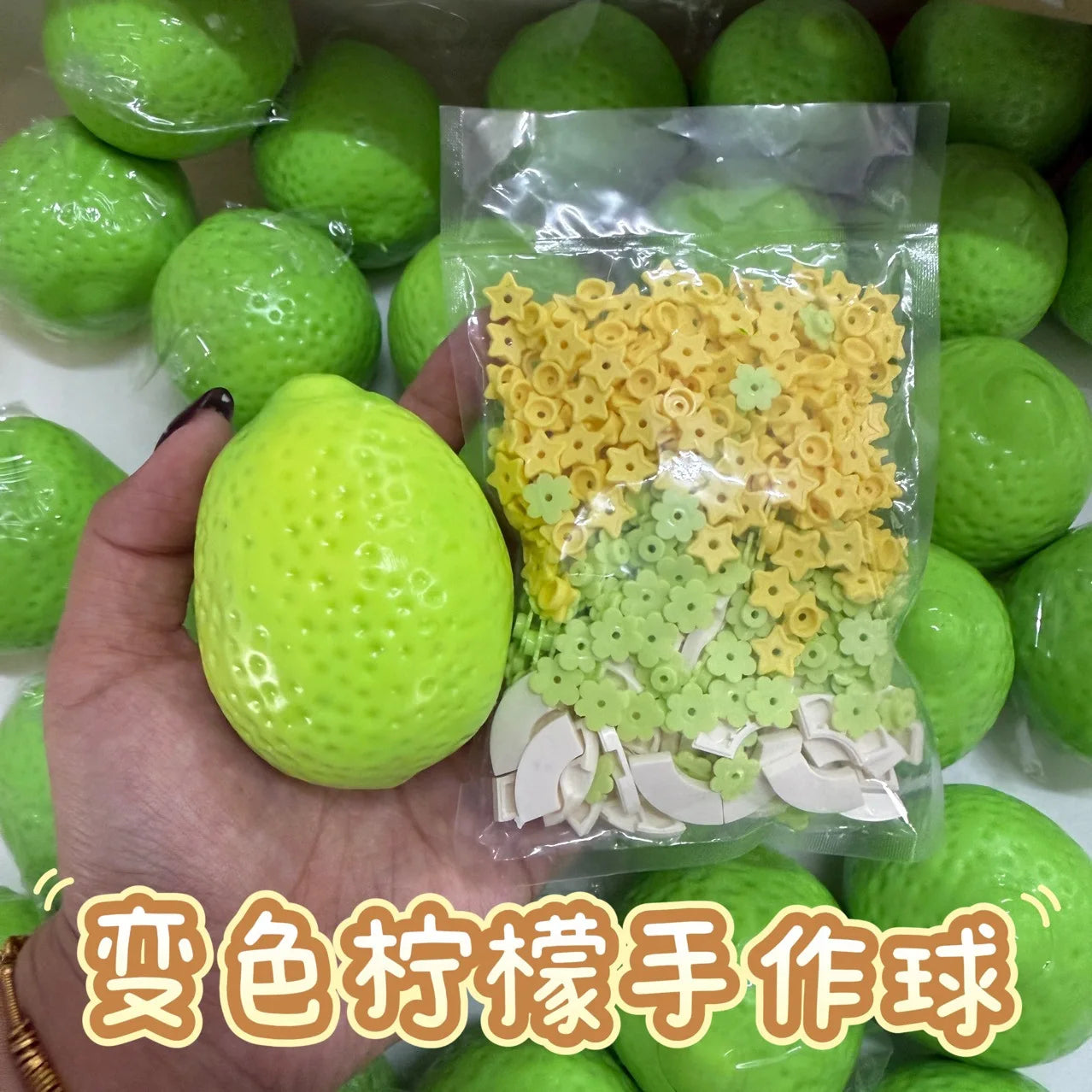 Handmade Crispy lemon Stress Ball Squeeze Toy, Color-Changing Mango Squishy Fidget Ball, ASMR Sensory Stress Relief Toy