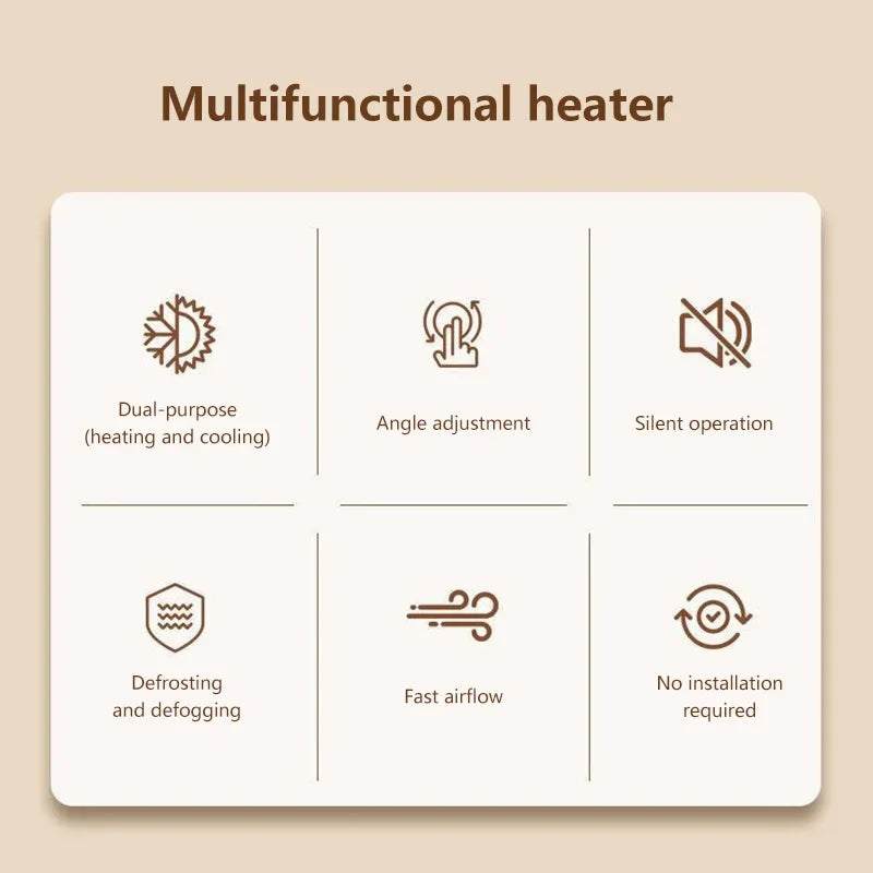 360° Rotation Winter Fast Car Heater 12V/24V Car Heater Fan Large Blowing Area Adjustable Wind Speed Windshield Defogging 2026