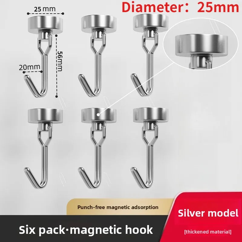 Heavy Duty Neodymium Rare Earth Magnetic Hooks for Cruise Ship Refrigerator Kitchen Home Office Hanging Organization Strong Hold