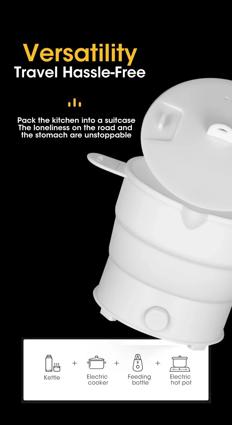 HOMEFISH Foldable Silicone Electric Pot Portable Multi-Purpose Hot Water Boiler for Travel 110/220V Kettle Ideal for Camping