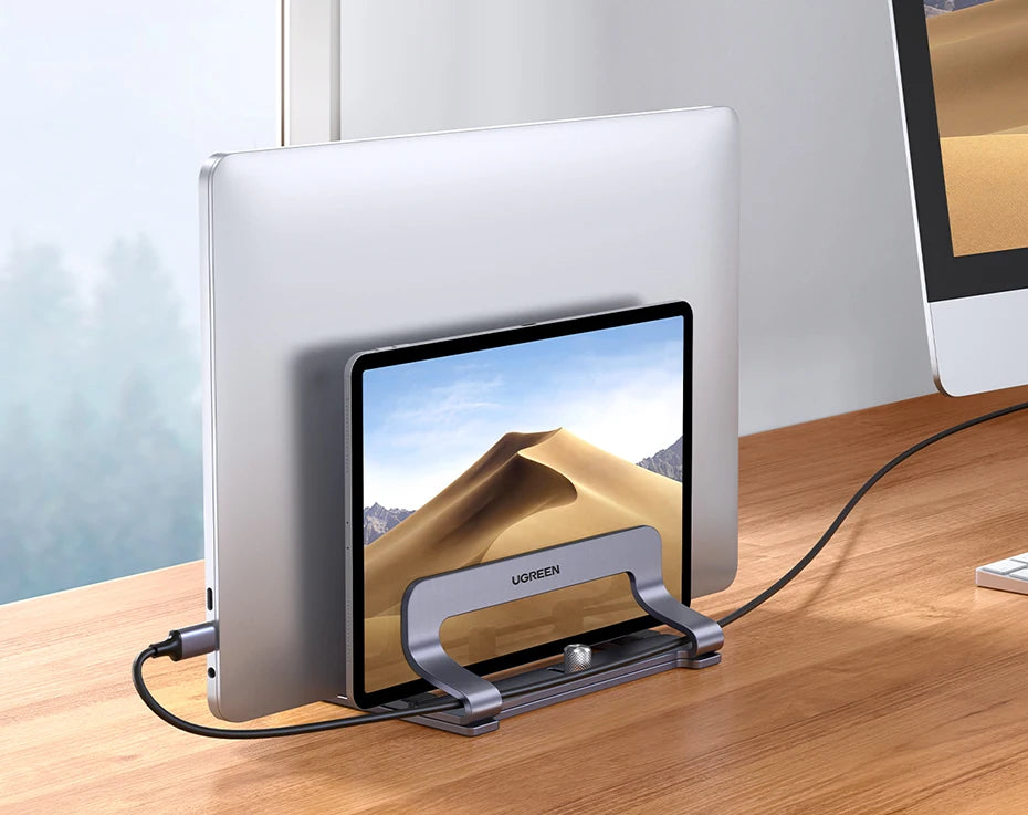UGREEN Vertical Laptop Stand Holder Foldable Aluminum Notebook Stand Laptop Tablet Stand Support For Macbook Air Pro PC 17 inch