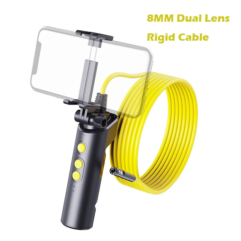 Dual Lens WIFI Endoscope HD1080P Wireless Pipe Inspection Borescope Camera Car Check Waterproof LEDs 2600mAh With Phone Holder
