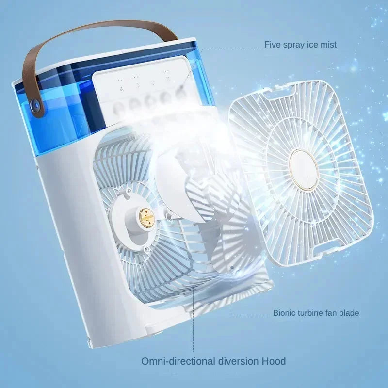 Lenovo Air Conditioner Ice Fan Mini USB Portable Air Cooler Humidifier Water Mist Spray LED Night Light Desktop Cooling Fan