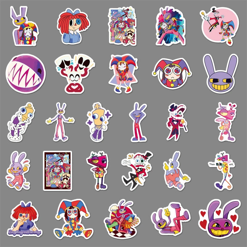 54 PCS The Amazing Digital Circus Sticker Cartoon Skateboard Water Cup Decoration Graffiti Sticker Children’s Toy Birthday Gift