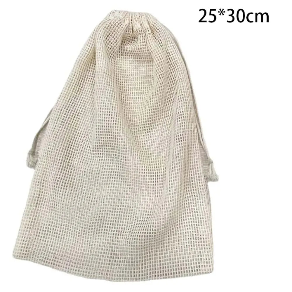 Reusable Cotton Mesh Bag Large Eco-friendly Mesh Shopping Bag Fruit and Vegetable Storage Light Weight Bundle Pocket Kitchen