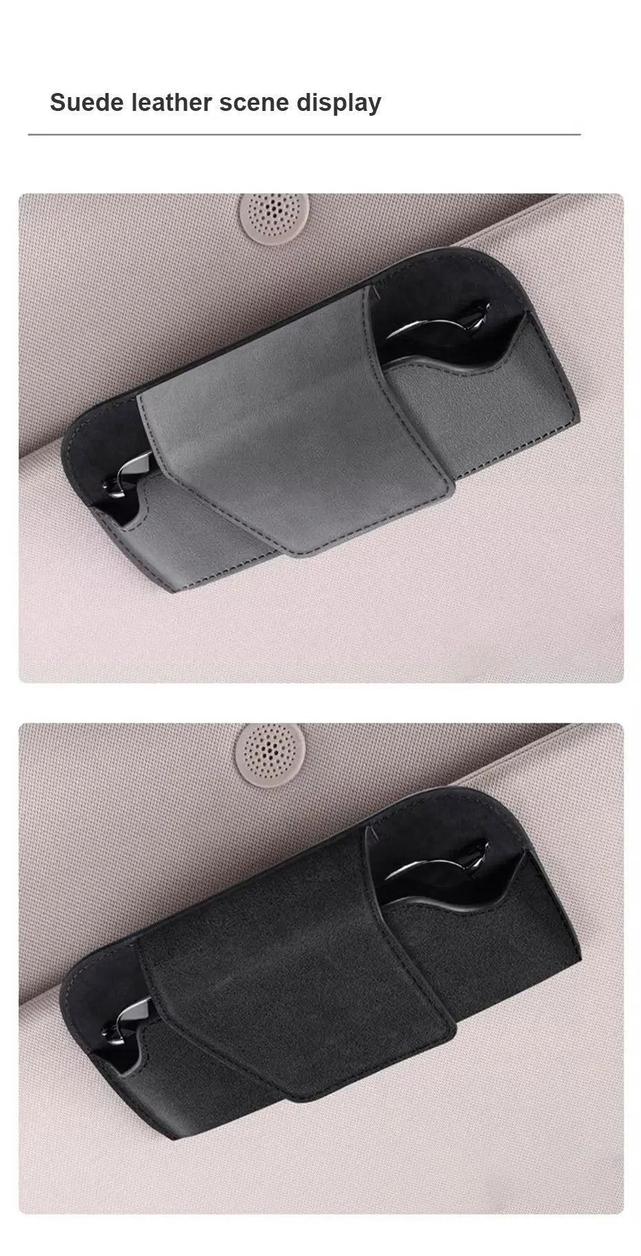 BLALION Car Glasses Case Auto Sun Visor Suede Glasses Holder Sunglasses Clip Card Ticket Holder Universal Interior Accessories