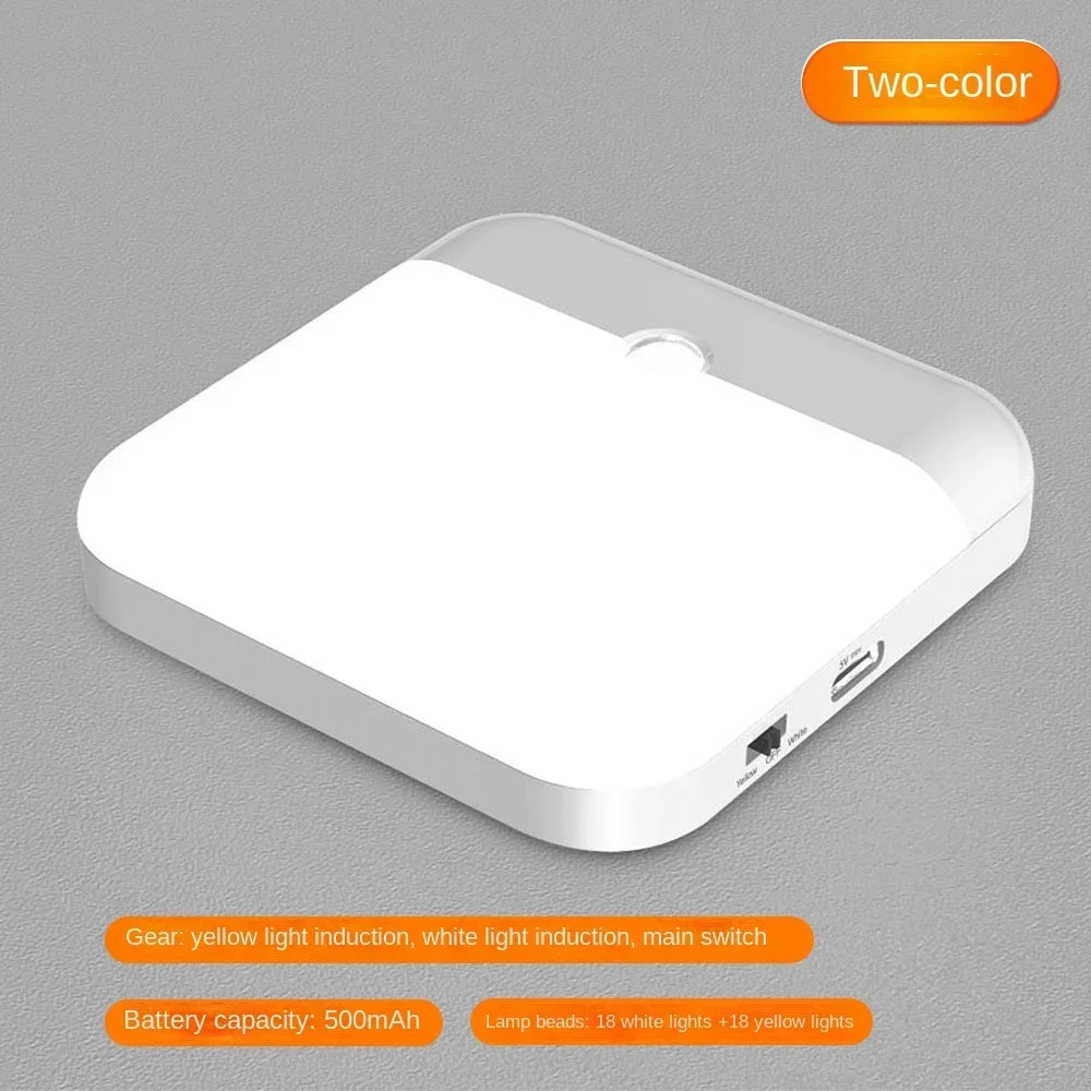 Motion Sensor Light USB Night Light LED Lamp With Switch Rechargeable Inductor Lights For Kitchen Stairs Hallway Closet Bedroom