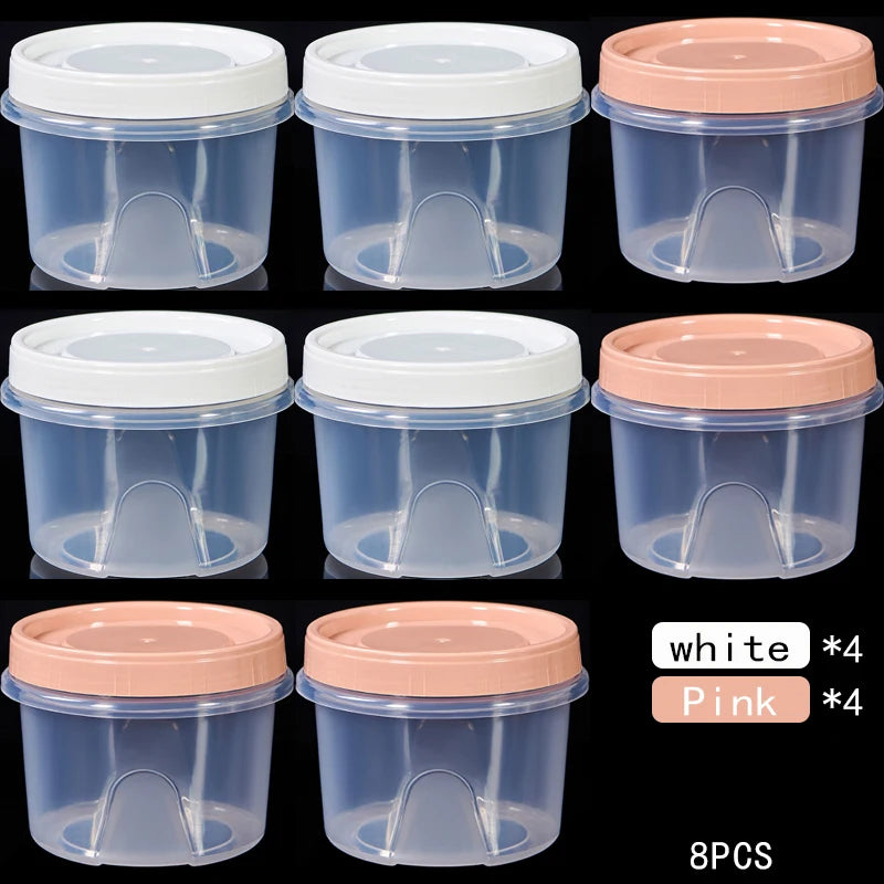8 Pcs 500ml Round Food Fresh Keeping Box Kitchen Refrigerator Storage Container Fruits Snacks Sealed Jar Microwave Heating